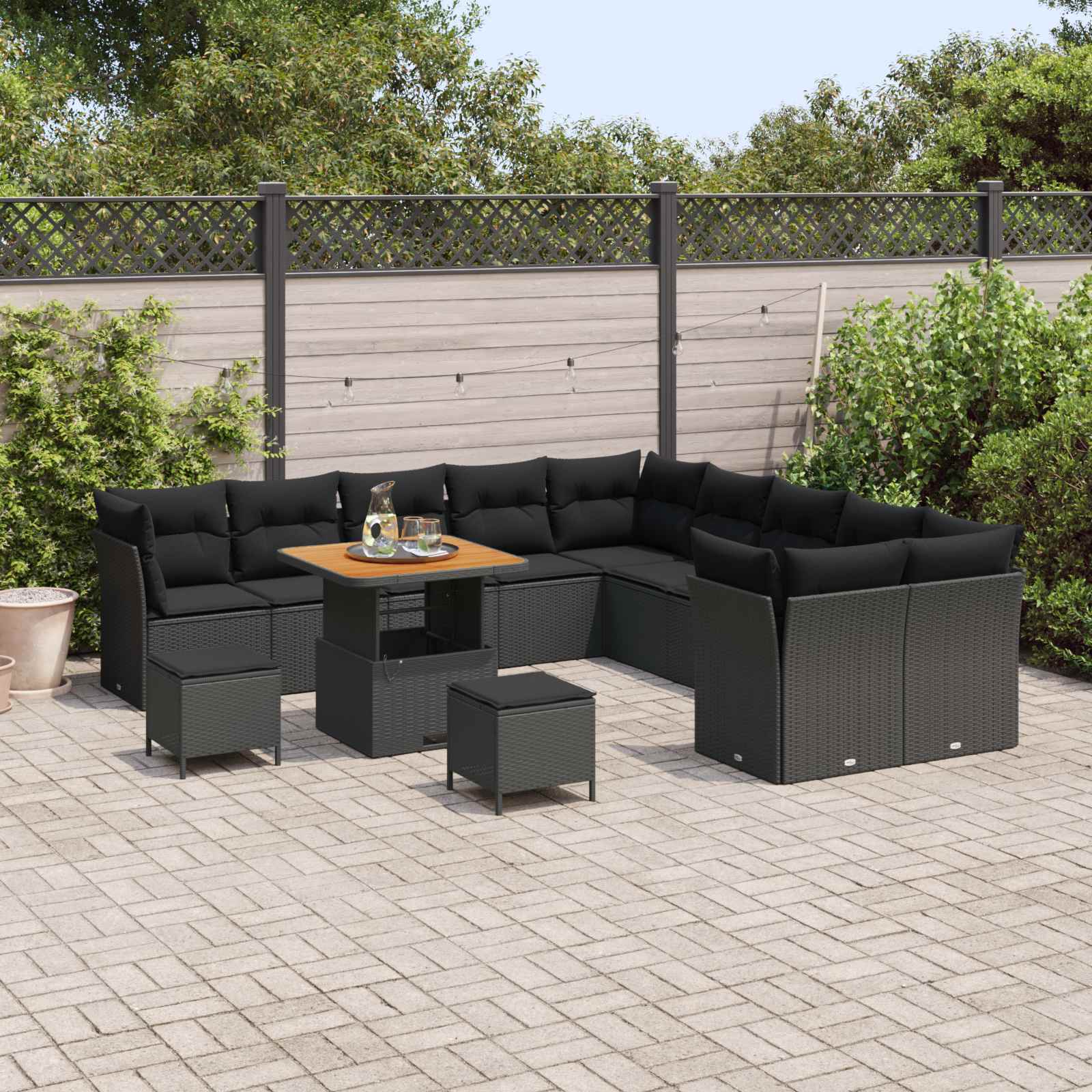 Gartensofa-set 13 pcs Schwarz Poly-Rattan