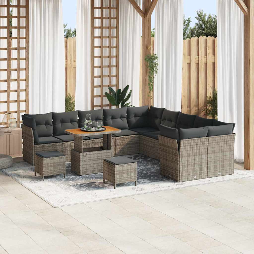 Gartensofa-set 13 pcs Grau Poly-Rattan