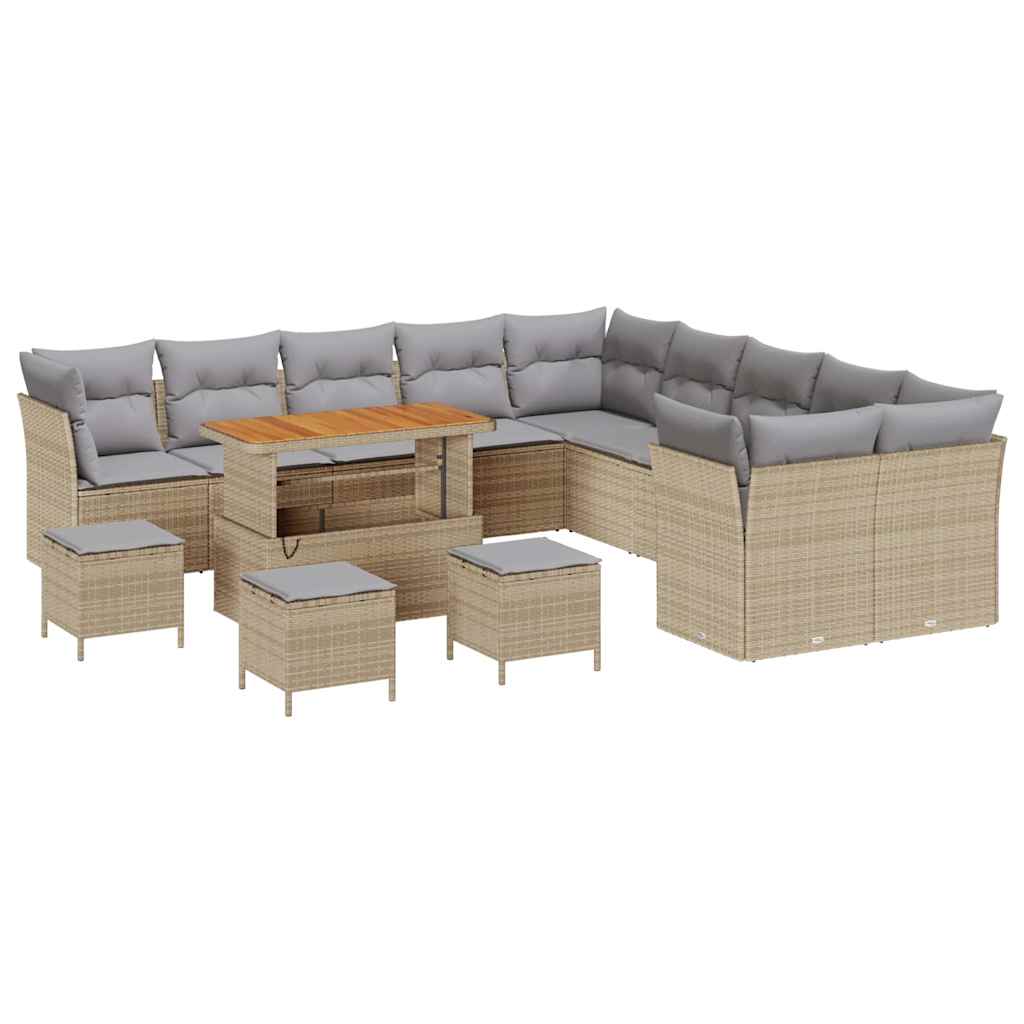Gartensofa-set 14 pcs Beige Poly-Rattan