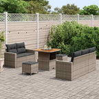 Gartensofa-set mit Kissen 8 pcs Grau Poly-Rattan