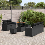 Gartensofa-set mit Kissen 8 pcs Schwarz Poly-Rattan