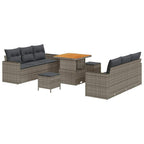 Garten-Sofa-Set 9 pcs Grau Poly-Rattan
