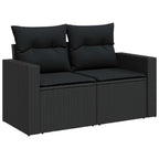 Garten-Sofa-Set 9 pcs Schwarz Poly-Rattan