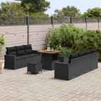 Garten-Sofa-Set 10 pcs Schwarz Poly-Rattan