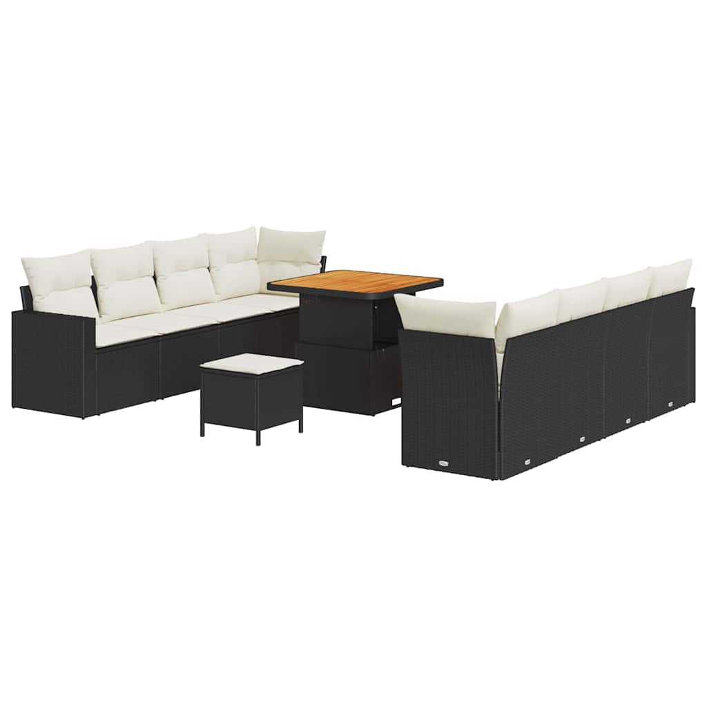 Gartensofa-set 11 pcs Schwarz Poly-Rattan