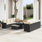 Gartensofa-set 11 pcs Schwarz Poly-Rattan