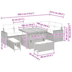Gartensofa-set 9 pcs Schwarz Poly-Rattan