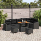 Gartensofa-set 9 pcs Schwarz Poly-Rattan