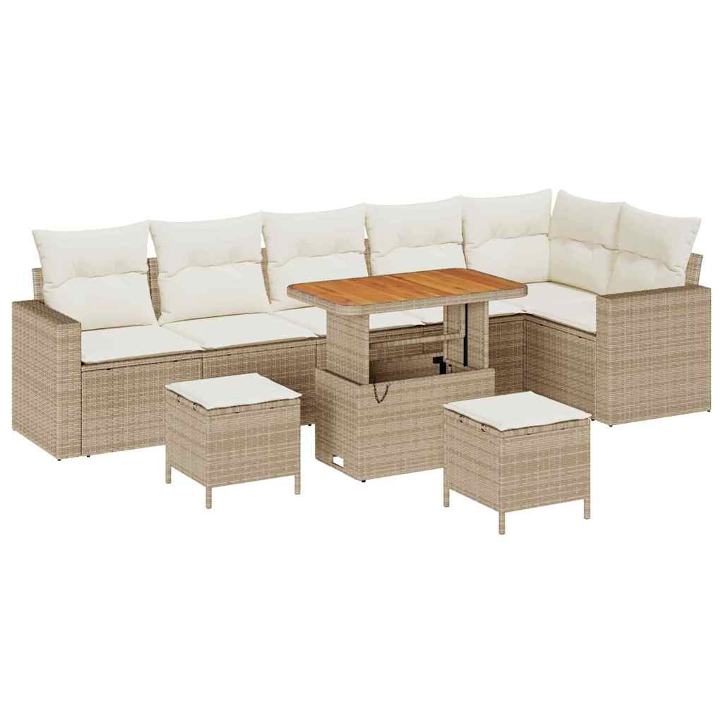 Gartensofa-set 9 pcs Beige Poly-Rattan