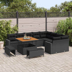 Gartensofa-set 12 pcs Schwarz Poly-Rattan