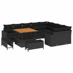 Gartensofa-set 12 pcs Schwarz Poly-Rattan