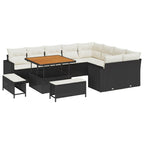 Gartensofa-set 12 pcs Schwarz Poly-Rattan