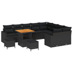 Gartensofa-set 12 pcs Schwarz Poly-Rattan