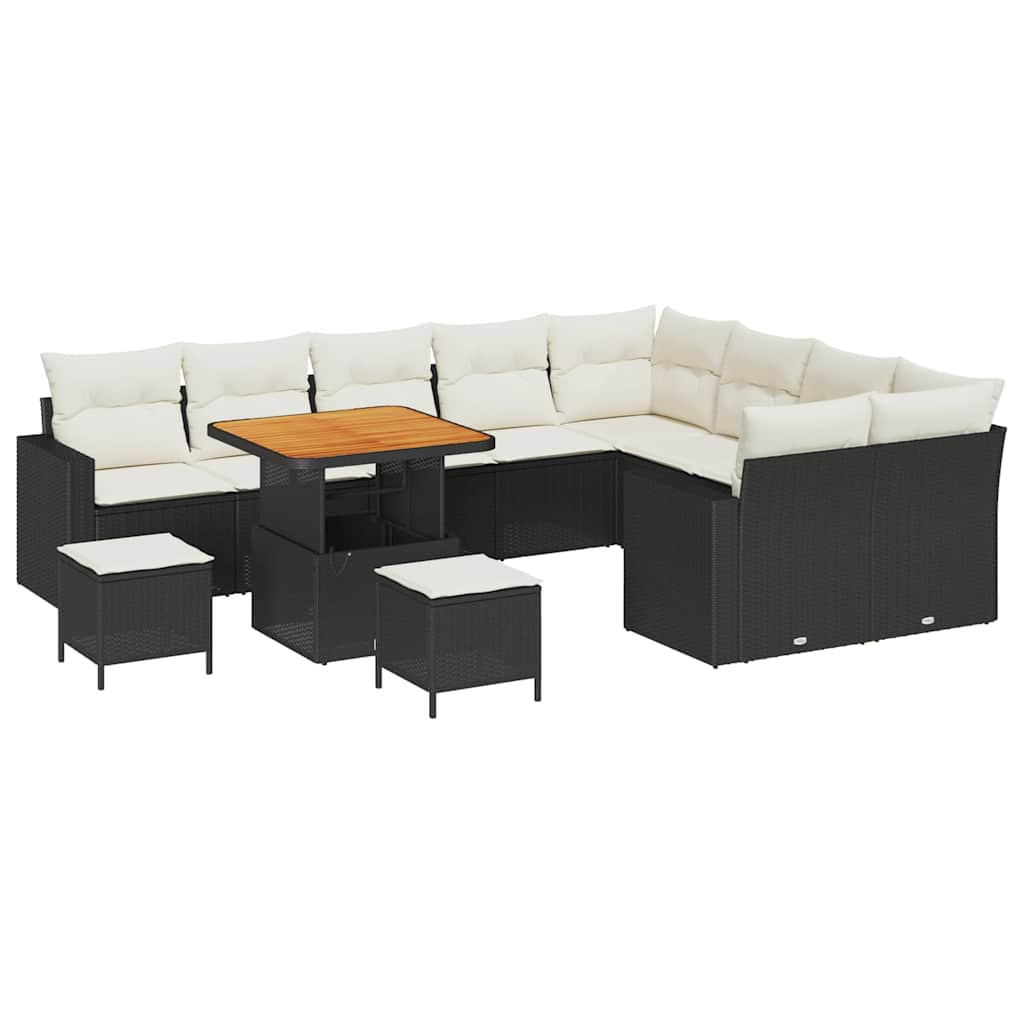 Gartensofa-set 12 pcs Schwarz Poly-Rattan