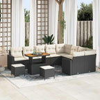 Gartensofa-set 12 pcs Schwarz Poly-Rattan