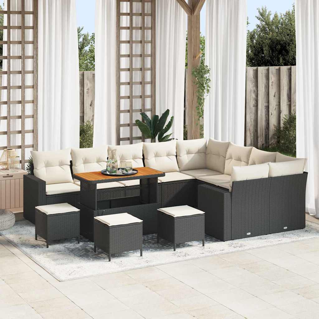 Gartensofa-set 13 pcs Schwarz Poly-Rattan