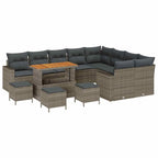 Gartensofa-set 13 pcs Grau Poly-Rattan
