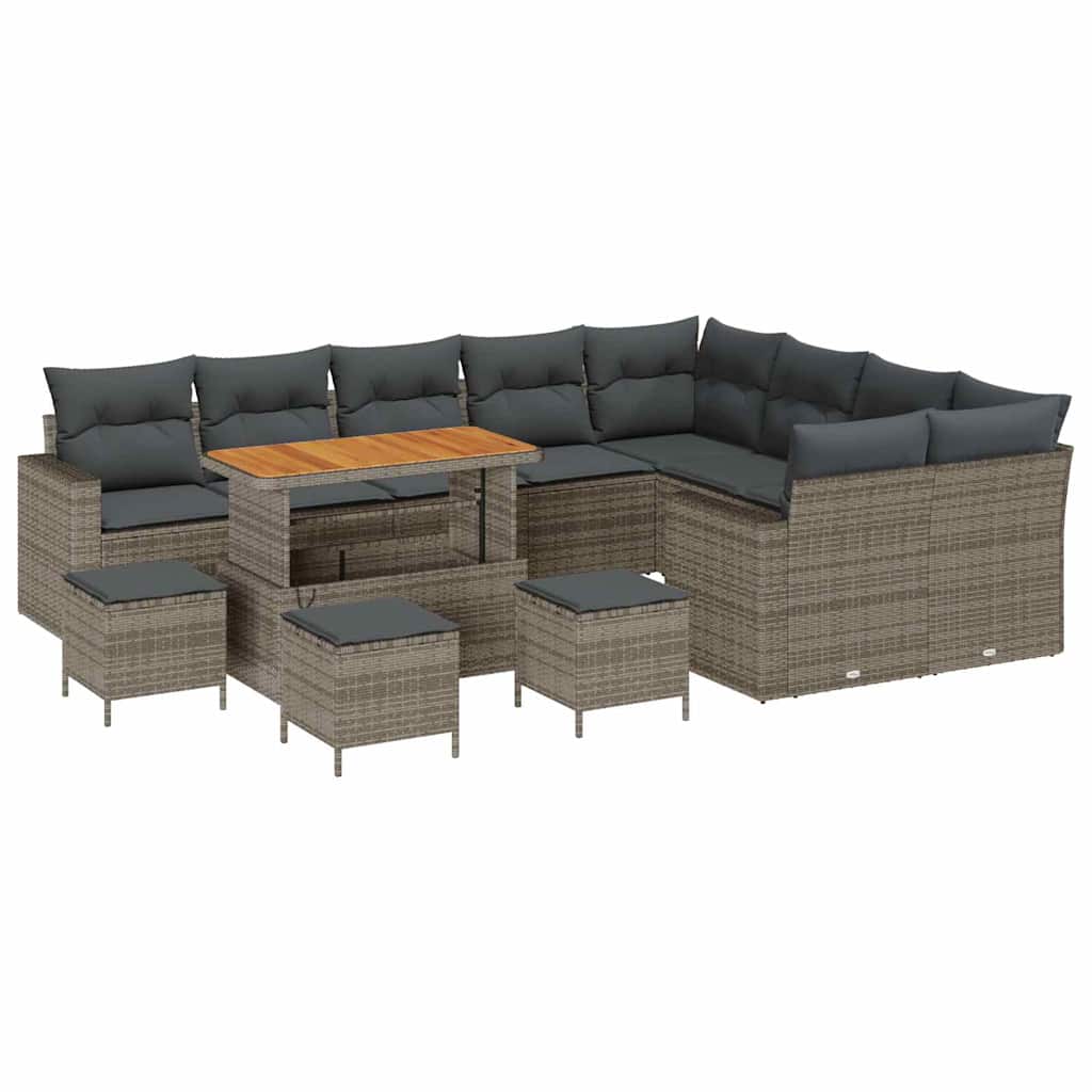 Gartensofa-set 13 pcs Grau Poly-Rattan