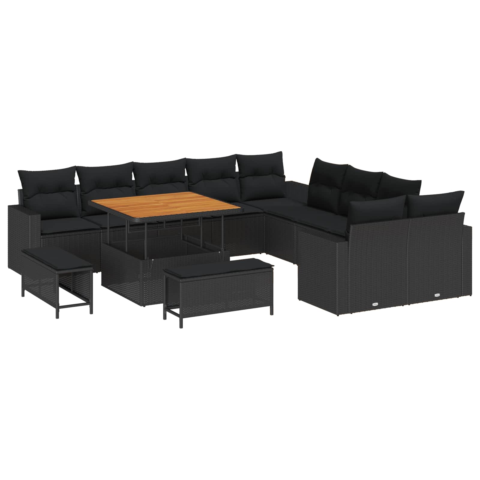 Gartensofa-set 13 pcs Schwarz Poly-Rattan