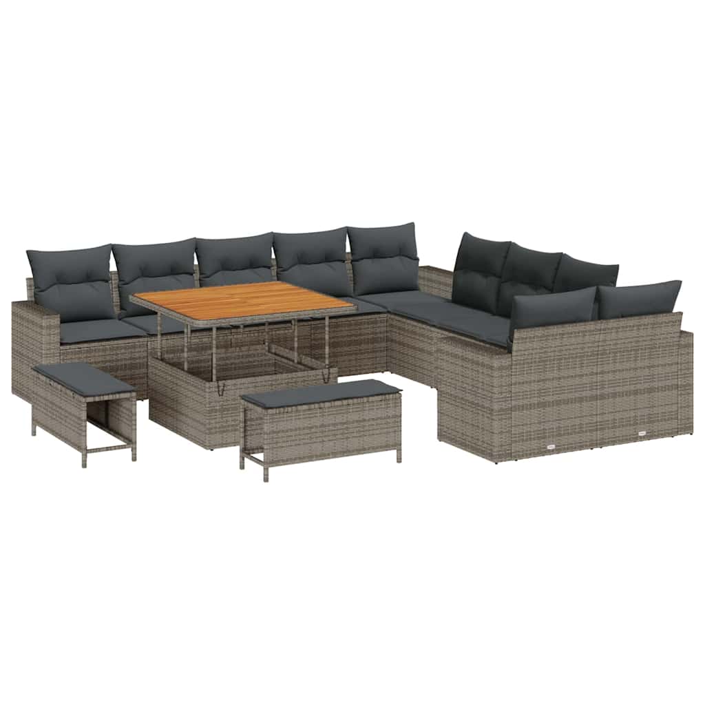 Gartensofa-set 13 pcs Grau Poly-Rattan