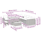 Gartensofa-set 13 pcs Grau Poly-Rattan