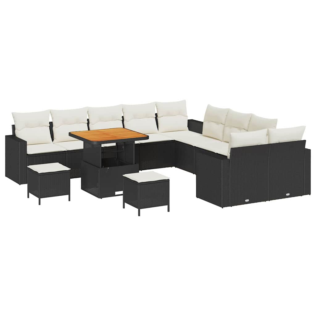 Gartensofa-set 13 pcs Schwarz Poly-Rattan