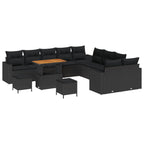 Gartensofa-set 13 pcs Schwarz Poly-Rattan