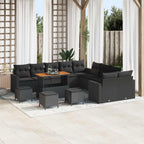 Gartensofa-set Höhenverstellbar 14 pcs Schwarz Poly-Rattan