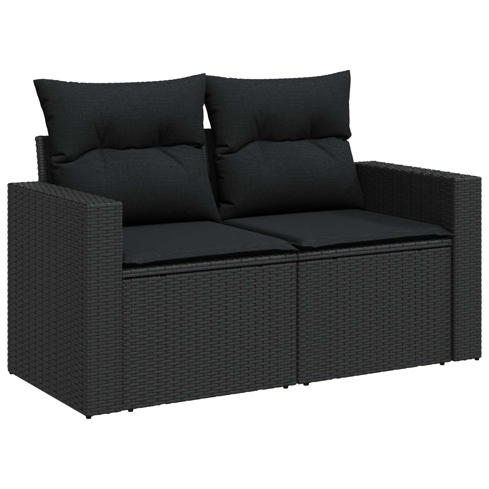 Gartensofa-set Höhenverstellbar 14 pcs Schwarz Poly-Rattan