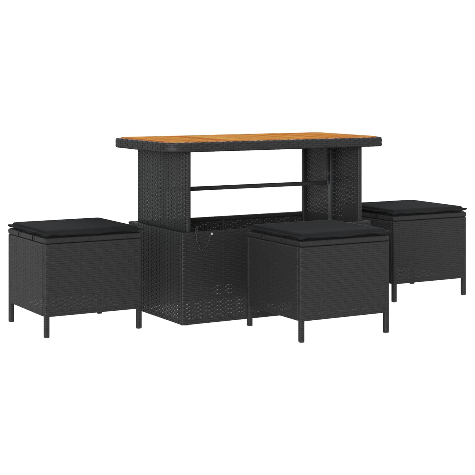 Gartensofa-set Höhenverstellbar 14 pcs Schwarz Poly-Rattan