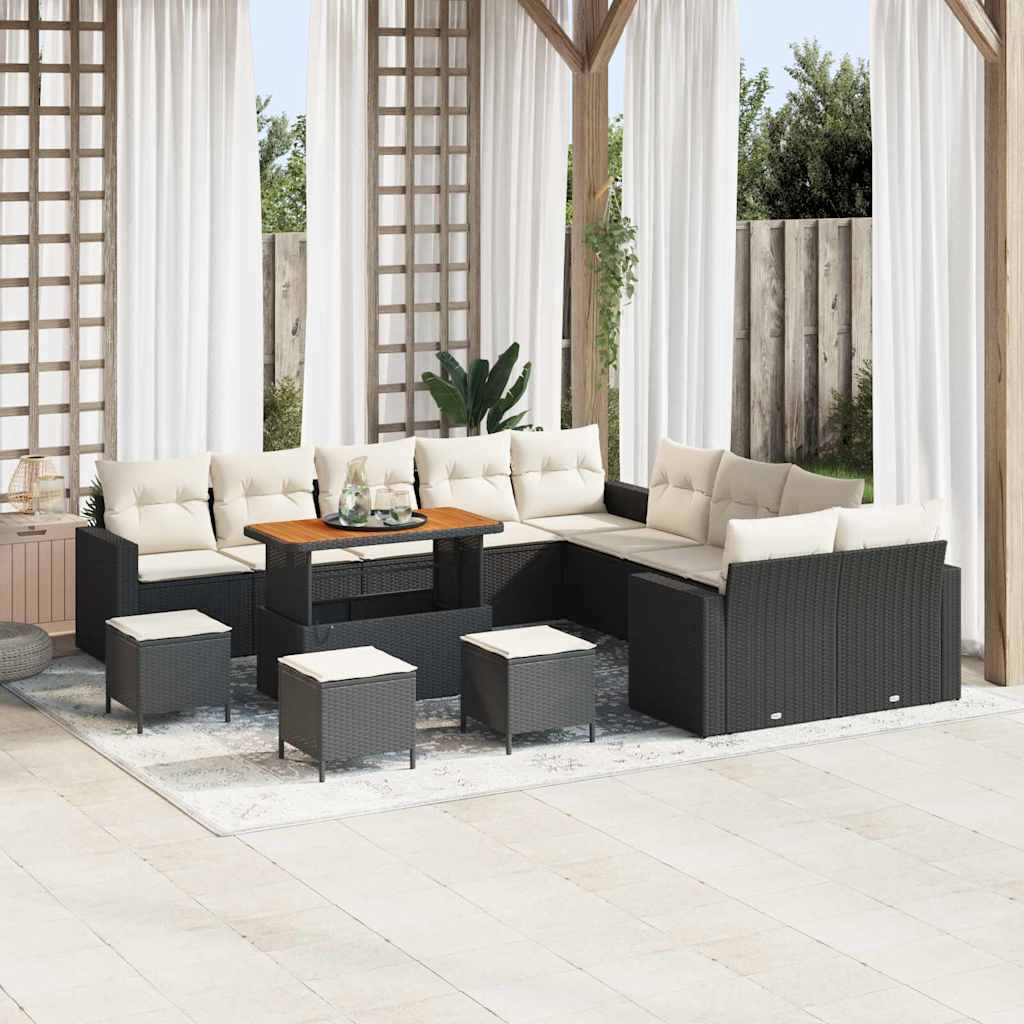Gartensofa-set 14 pcs Schwarz Poly-Rattan