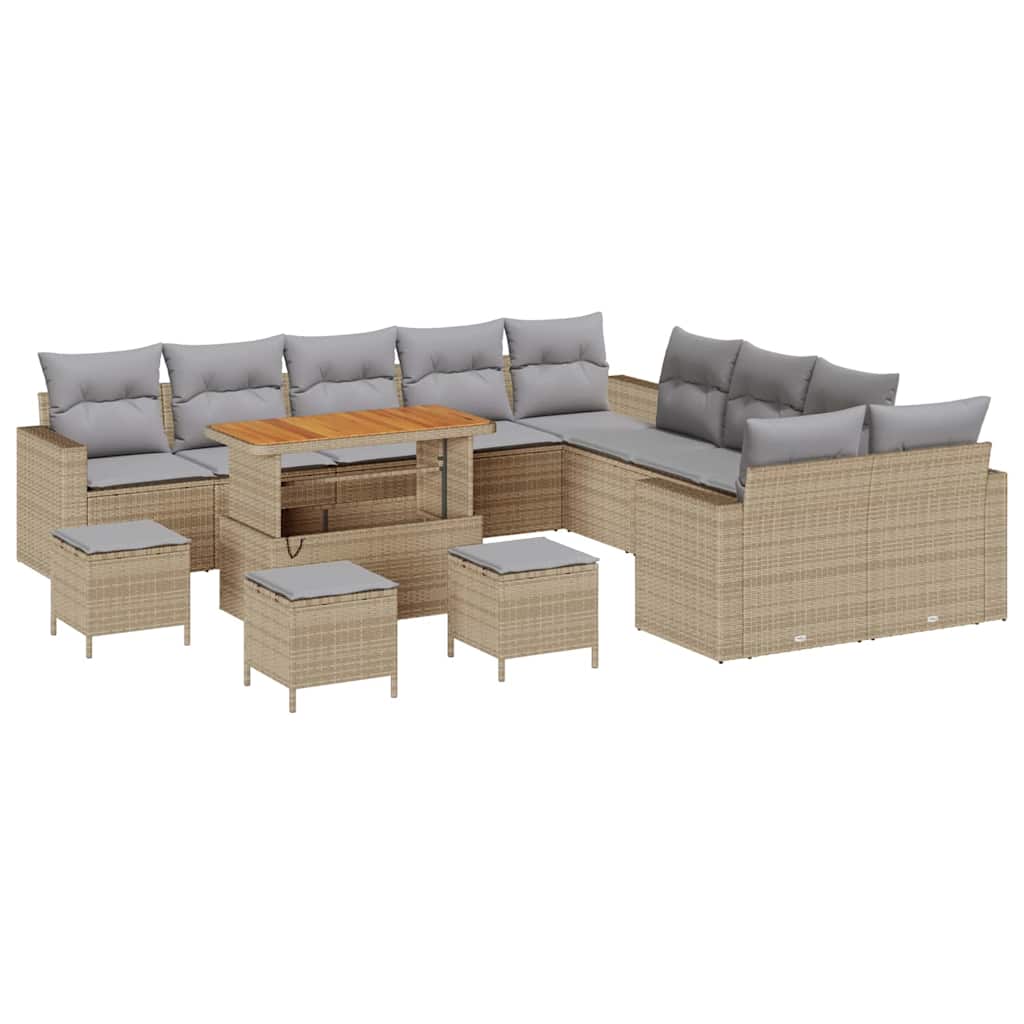 Gartensofa-set 14 pcs Beige Poly-Rattan