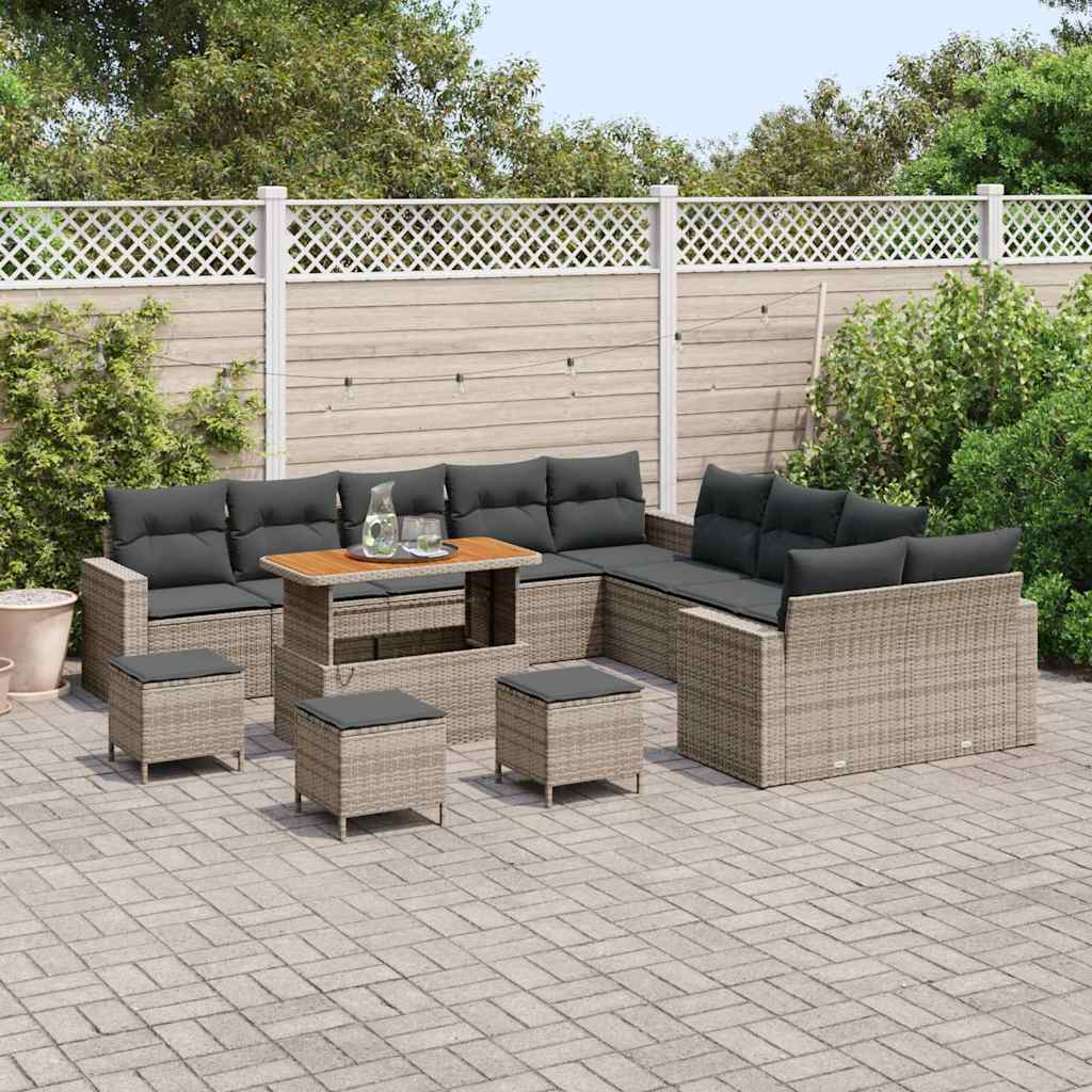 Gartensofa-set 14 pcs Grau Poly-Rattan