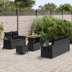 Gartensofa-set mit Kissen 8 pcs Schwarz Poly-Rattan