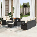 Gartensofa-set mit Kissen 8 pcs Schwarz Poly-Rattan