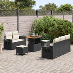 Gartensofa-set mit Kissen 8 pcs Schwarz Poly-Rattan