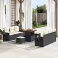 Gartensofa-set mit Kissen 9 pcs Schwarz Poly-Rattan