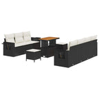 Gartensofa-set mit Kissen 10 pcs Schwarz Poly-Rattan