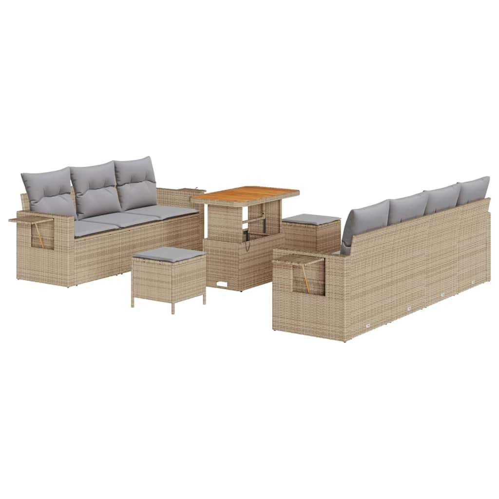 Garten-Sofa-Set 10 pcs Beige Poly-Rattan