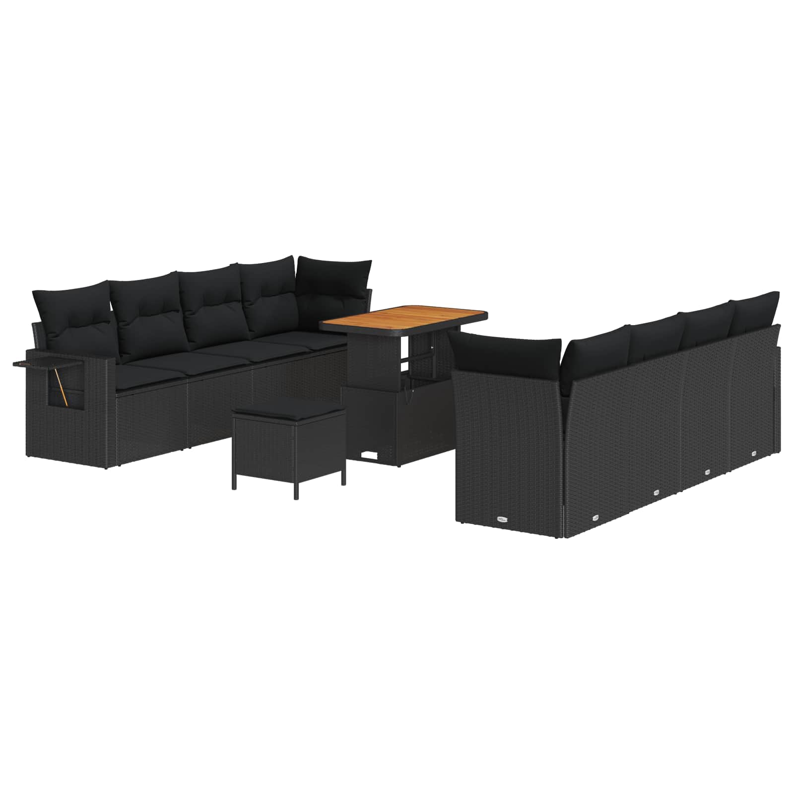 Gartensofa-set mit Kissen 11 pcs Schwarz Poly Rattan