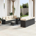Gartensofa-set mit Kissen 11 pcs Schwarz Poly Rattan