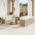 Gartensofa-set mit Kissen 11 pcs Beige Poly Rattan