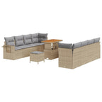 Gartensofa-set mit Kissen 11 pcs Beige Poly Rattan