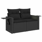 Gartensofa-set mit Kissen 11 pcs Schwarz Poly Rattan