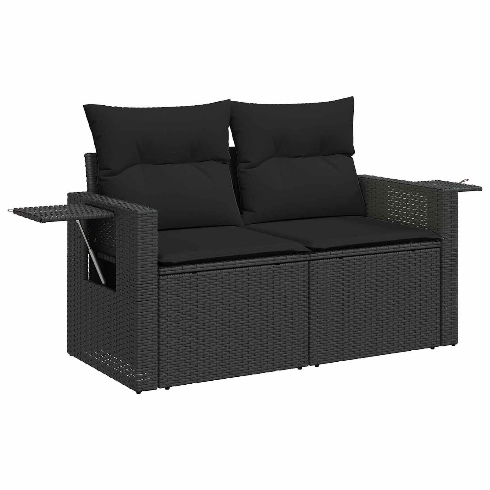 Gartensofa-set mit Kissen 11 pcs Schwarz Poly Rattan