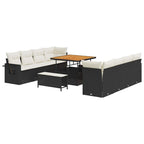 Garten-Sofa-Set mit Speicher 11 pcs Schwarz Poly Rattan