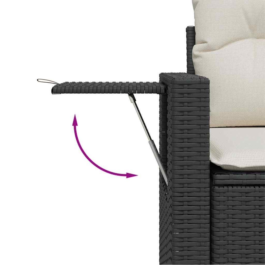Garten-Sofa-Set mit Speicher 11 pcs Schwarz Poly Rattan