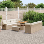 Garten-Sofa-Set mit Speicher 11 pcs Beige Poly Rattan