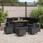Gartensofa-set mit Kissen 9 pcs Schwarz Poly-Rattan