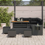 Gartensofa-set mit Kissen 9 pcs Schwarz Poly-Rattan